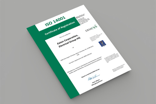 ERM CVS – ISO 14001:2015 Zertifikat Eaton Corporation, Electrical Group HQ (Juli 2027)