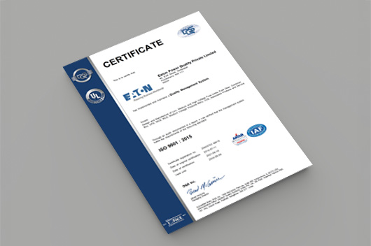 DQS – ISO 9001:2015 Zertifikat Eaton Power Quality Private Limited (Indien, Juni 2027)